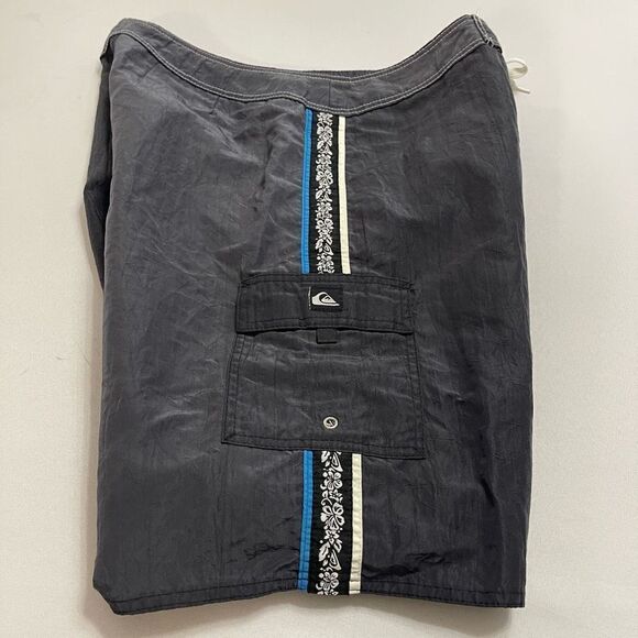 Quiksilver Dark Grey VTG Swim Trunks Size 34 - Picture 1 of 10